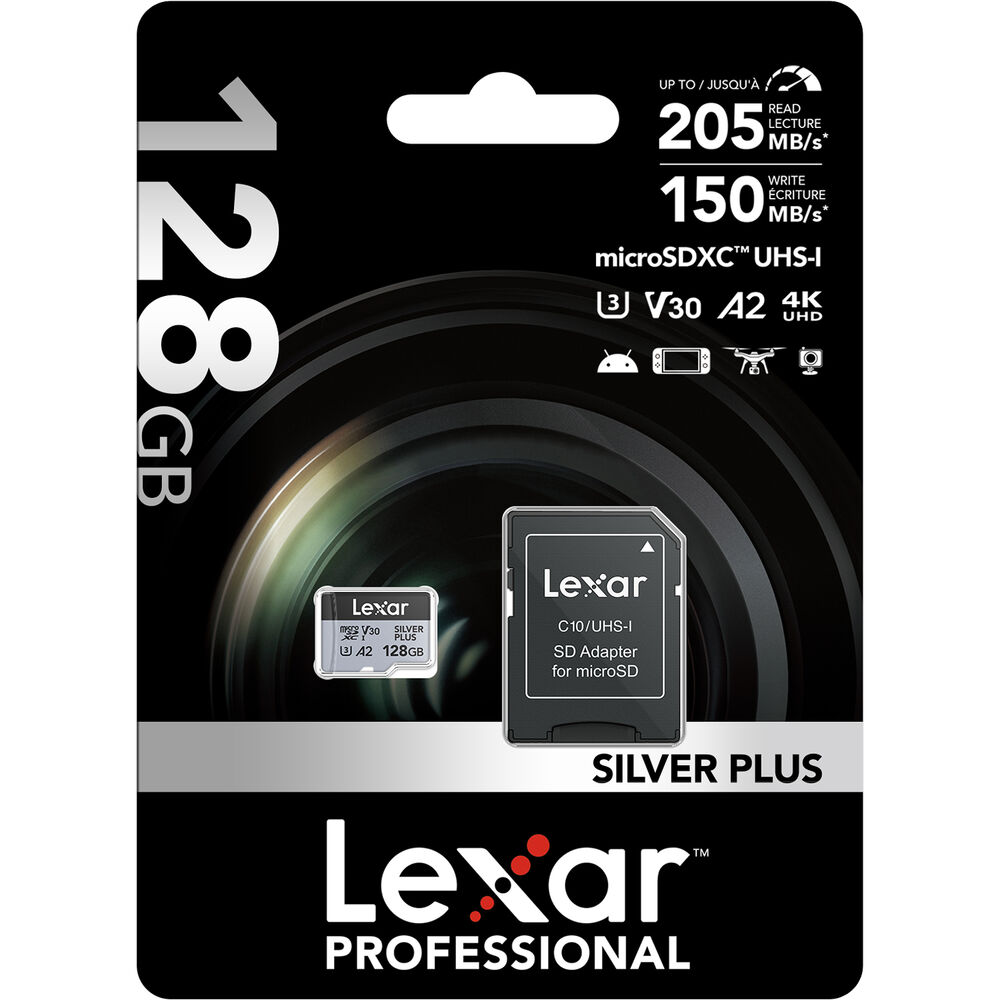 LEXAR 128GB SILVER Plus microSDXC Hafıza Kartı (UHS-I, V30)