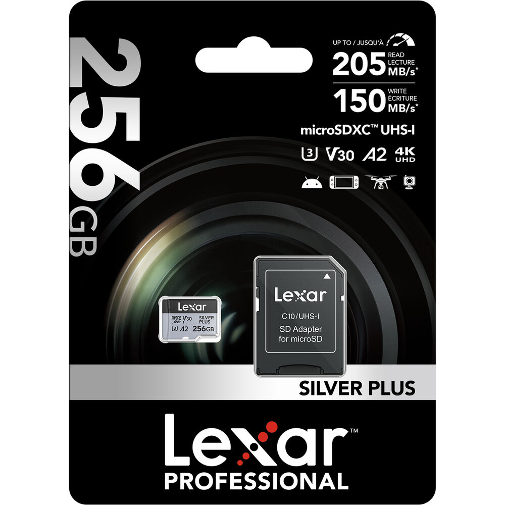 LEXAR 256GB SILVER Plus microSDXC Hafıza Kartı (UHS-I, V30)