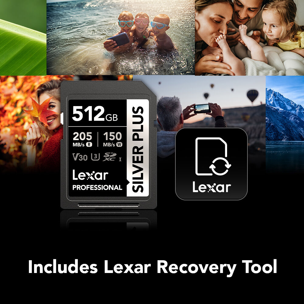 LEXAR 512GB SILVER Plus SDXC Hafıza Kartı (UHS-I, V30)