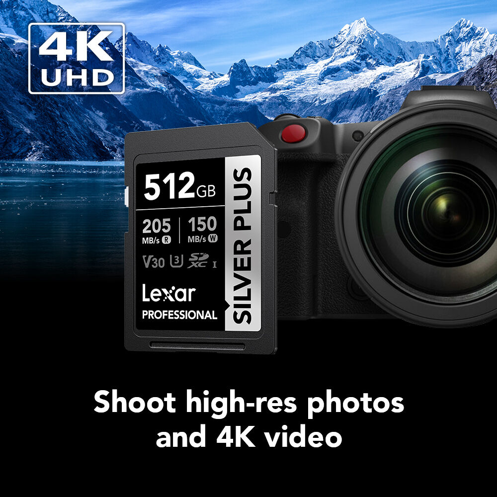 LEXAR 512GB SILVER Plus SDXC Hafıza Kartı (UHS-I, V30)