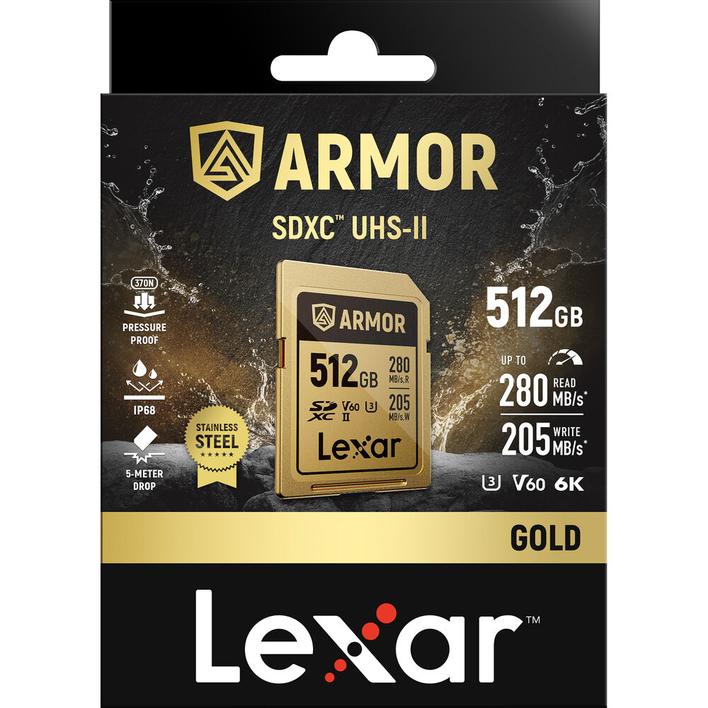 LEXAR 512GB ARMOR GOLD SDXC Hafıza Kartı (V60)