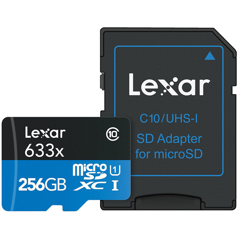 LEXAR 256GB 633x microSDXC Hafıza Kartı (SD Adaptörlü, UHS-I, V30)