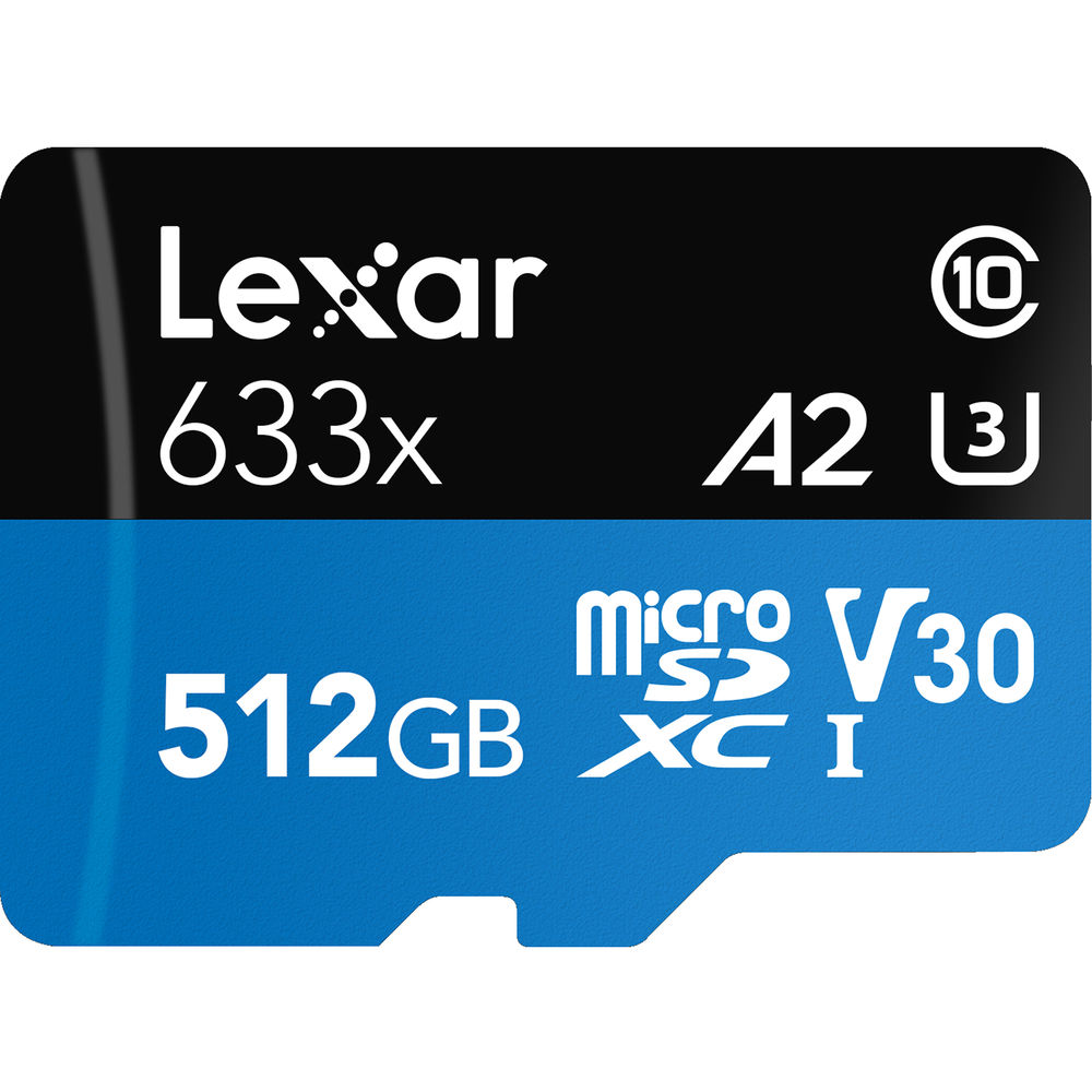 LEXAR 512GB 633x microSDXC Hafıza Kartı (SD Adaptörlü, UHS-I, V30)