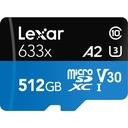 LEXAR 512GB 633x microSDXC Hafıza Kartı (SD Adaptörlü, UHS-I, V30)