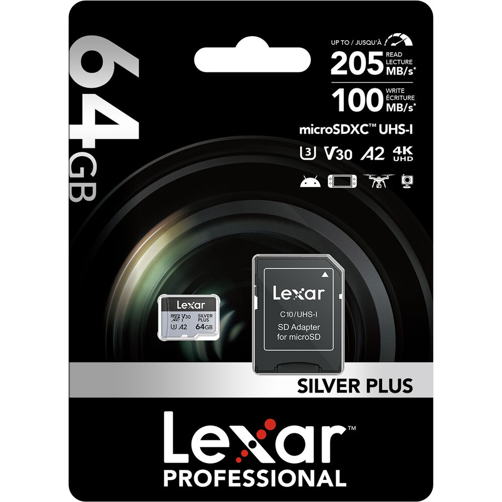 LEXAR 64GB SILVER Plus microSDXC Hafıza Kartı (UHS-I, V30)