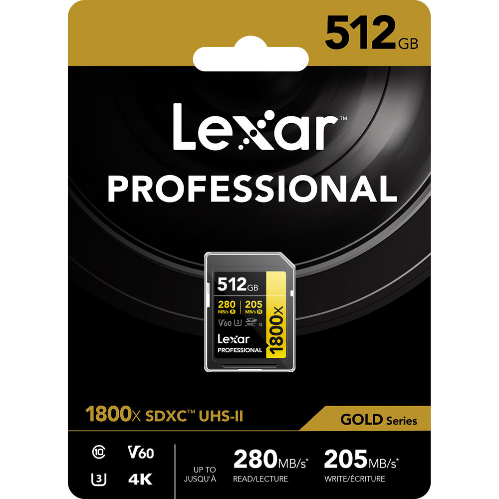 LEXAR 512GB Professional 1800x SDXC UHS-II Hafıza Kartı (V60)