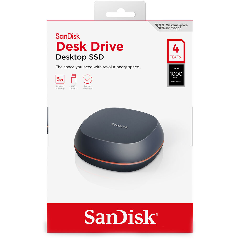 SanDisk 4TB Masaüstü SSD Diski (SDSSDT40-4T00-EM25) – Güç Adaptörü ile Çalışır