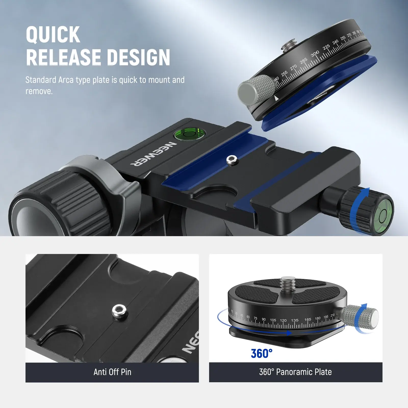 NEEWER TH15 3 Yönlü Dişli Tripod Kafası