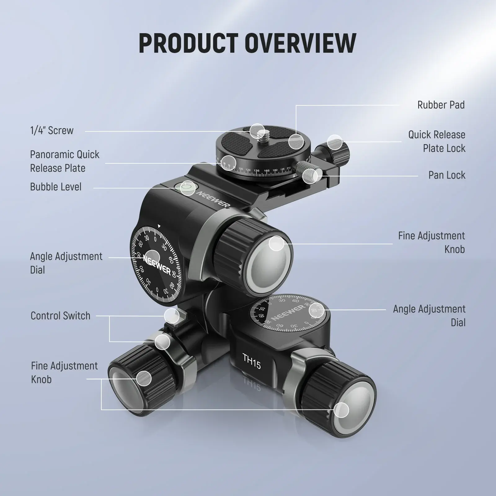 NEEWER TH15 3 Yönlü Dişli Tripod Kafası