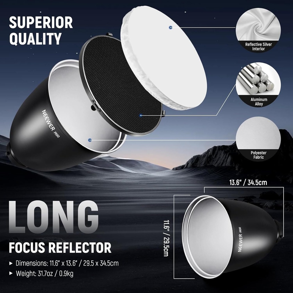 NEEWER FR30 11.6\'\'/29.5cm Deep Focus Reflektör ve Petek Seti