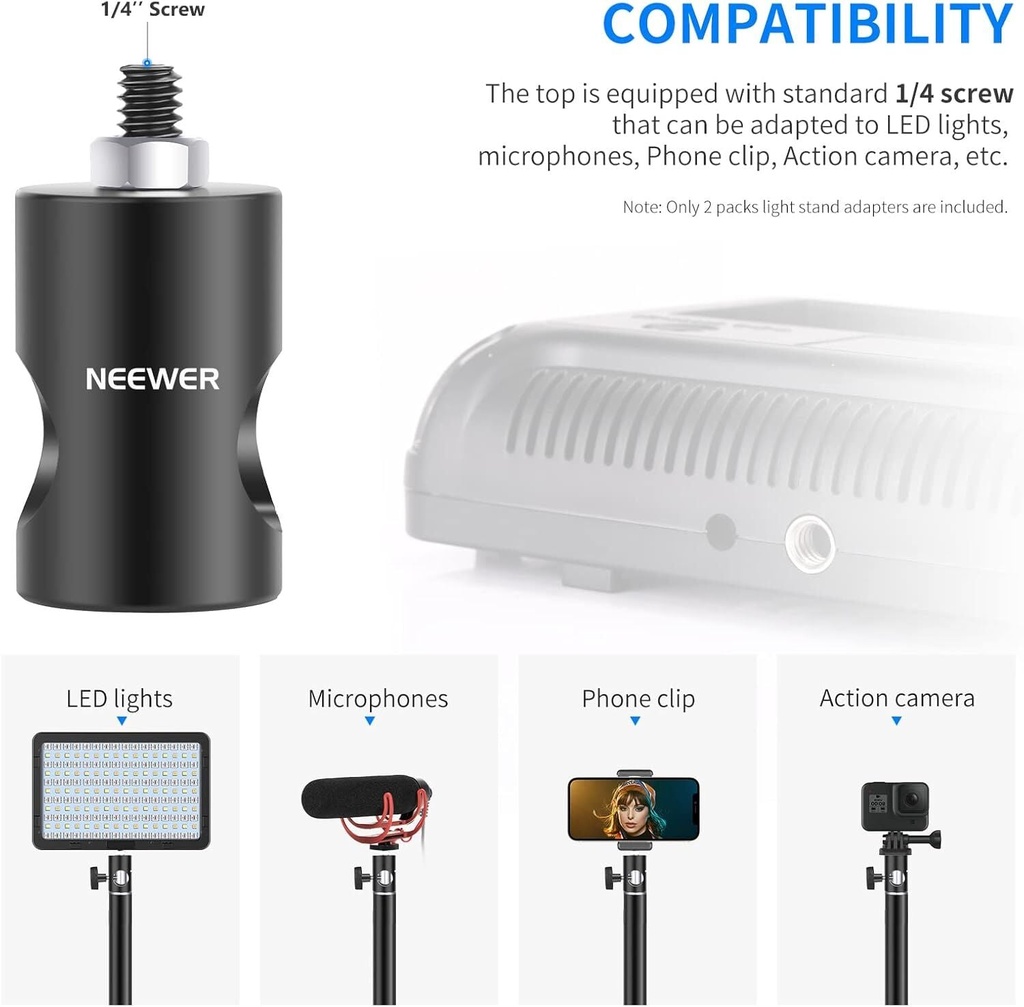 NEEWER ST12 Hızlı Adaptör Dönüştürücü - Işık Standı Uç Adaptörü (2\'li Paket)