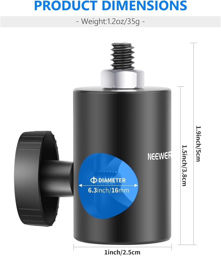 NEEWER ST12 Hızlı Adaptör Dönüştürücü - Işık Standı Uç Adaptörü (2\'li Paket)
