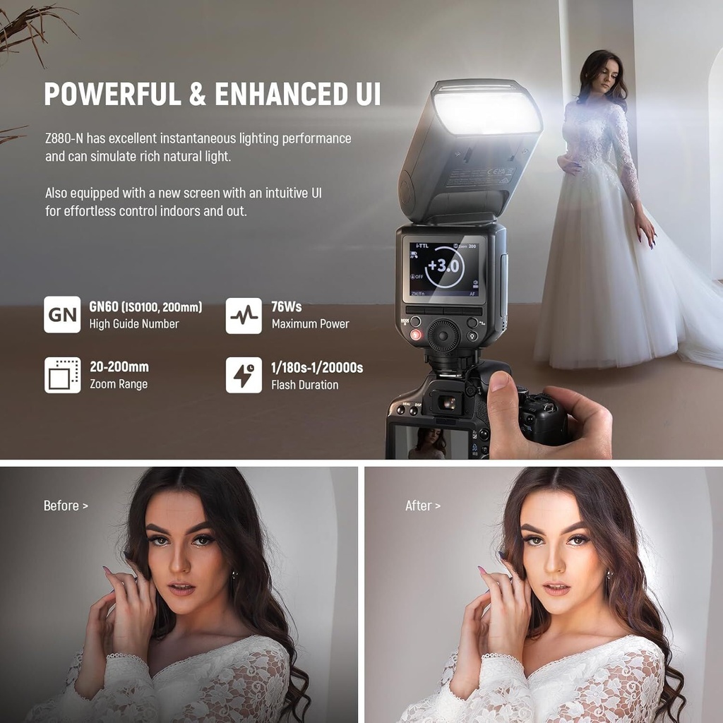 Neewer Z880-S TTL Sony Uyumlu 76W Akülü Tepe Flaşı