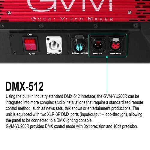 GVM YU200R 200W RGB LED Panel Işık (Hardcase)