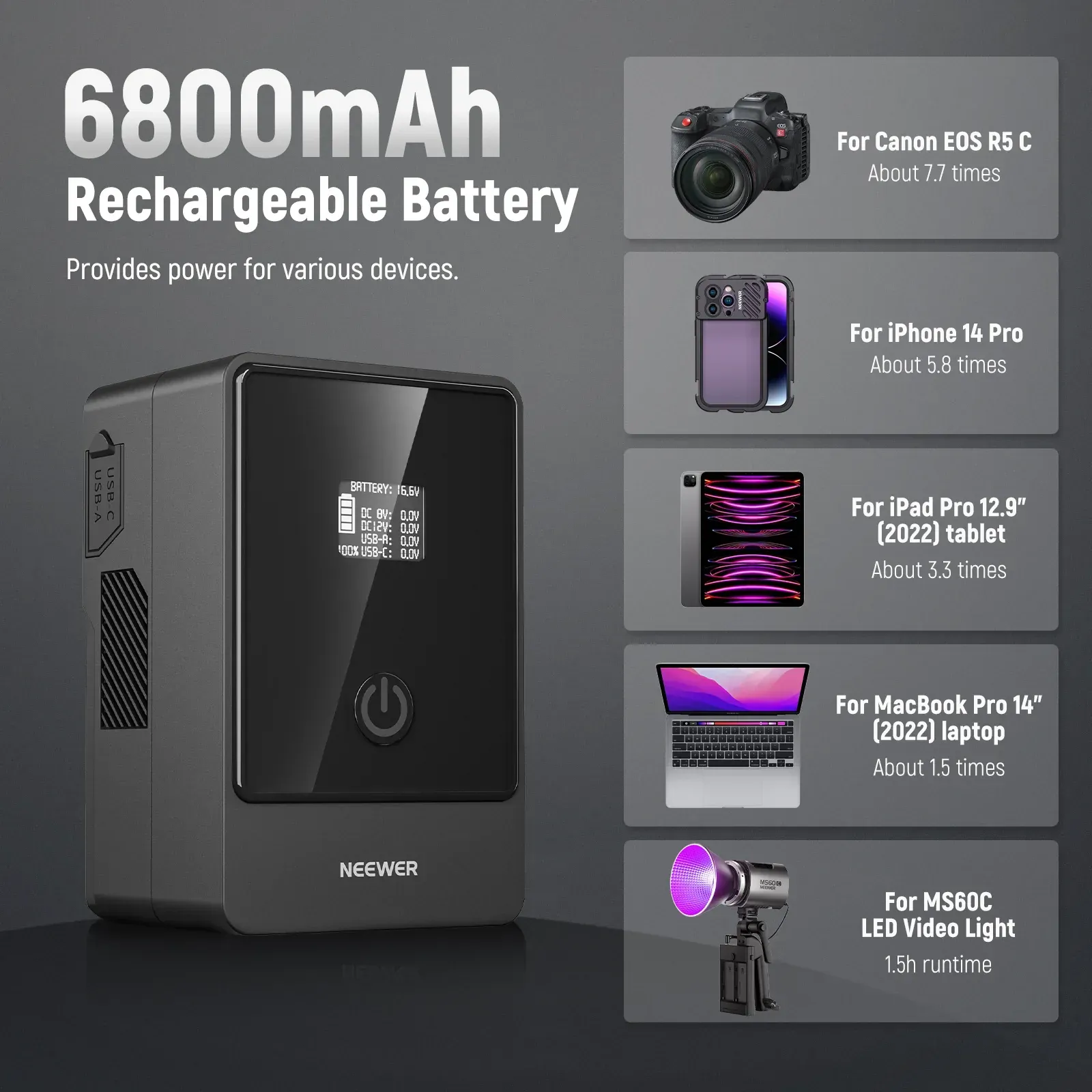 Neewer V Mount Battery PS099E 6800 mAh 14.5 V 99 Wh