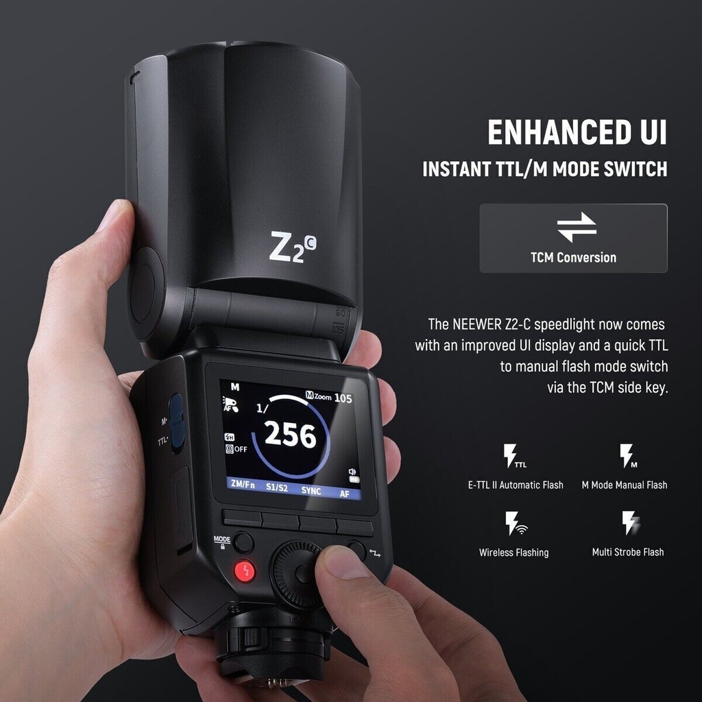 Neewer Z2PRO-N Nikon Uyumlu 76W Yuvarlak Kafa Akülü Tepe Flaşı