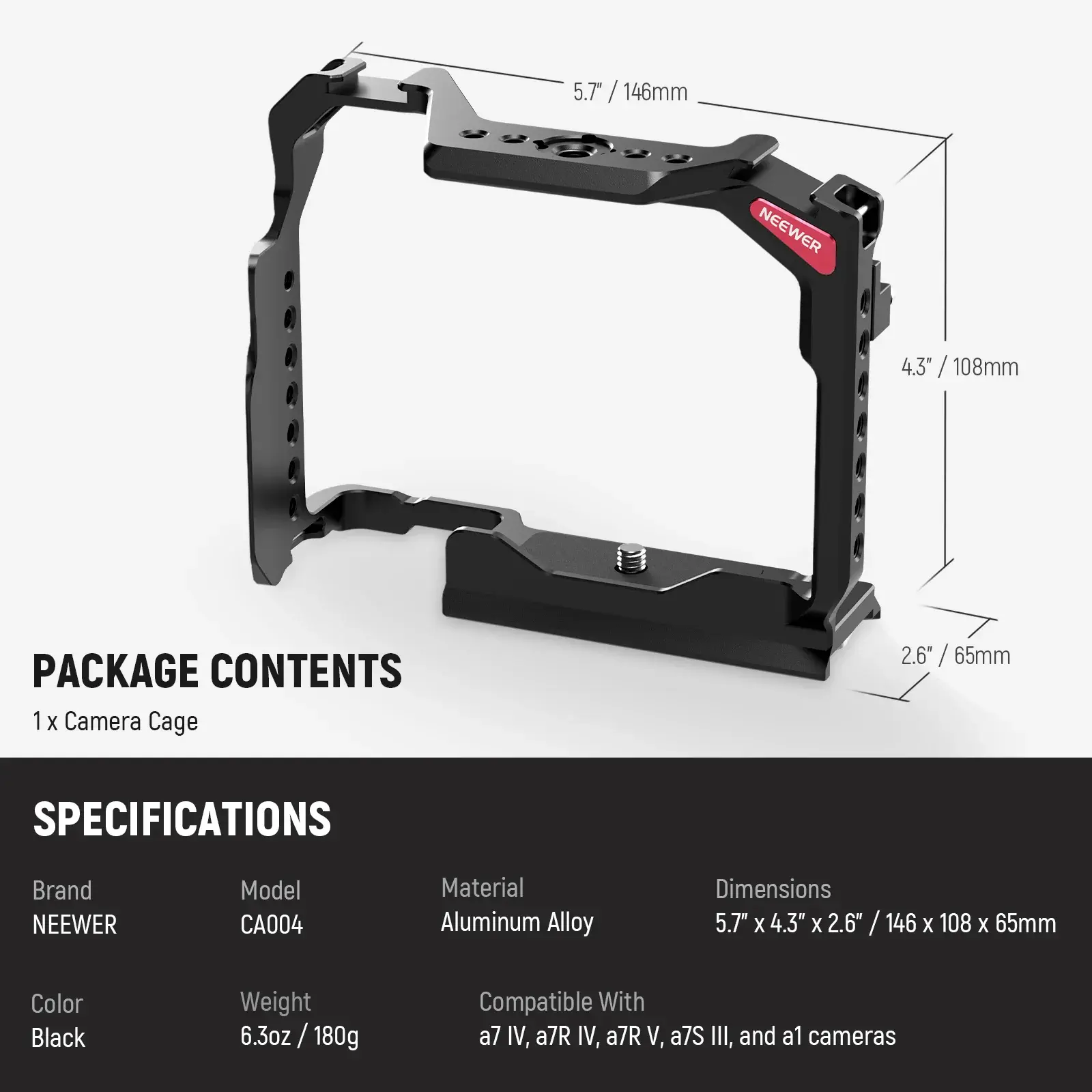 Neewer CA004 Sony A7 IV / A 7R V / A 7S III / A1 Uyumlu Kamera Kafesi