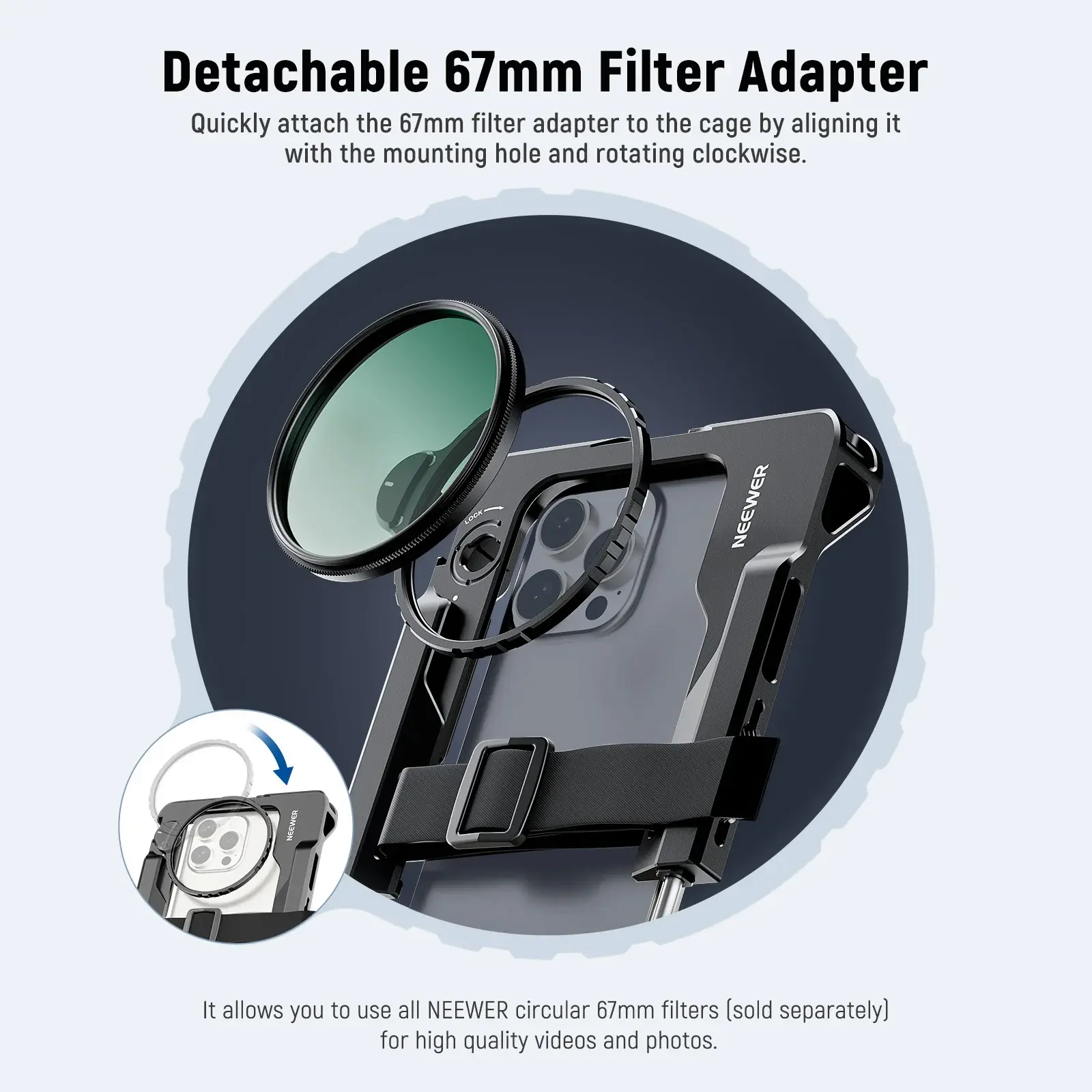 Neewer PA017 Telefon Kafesi & 67mm Filtre adaptörlü