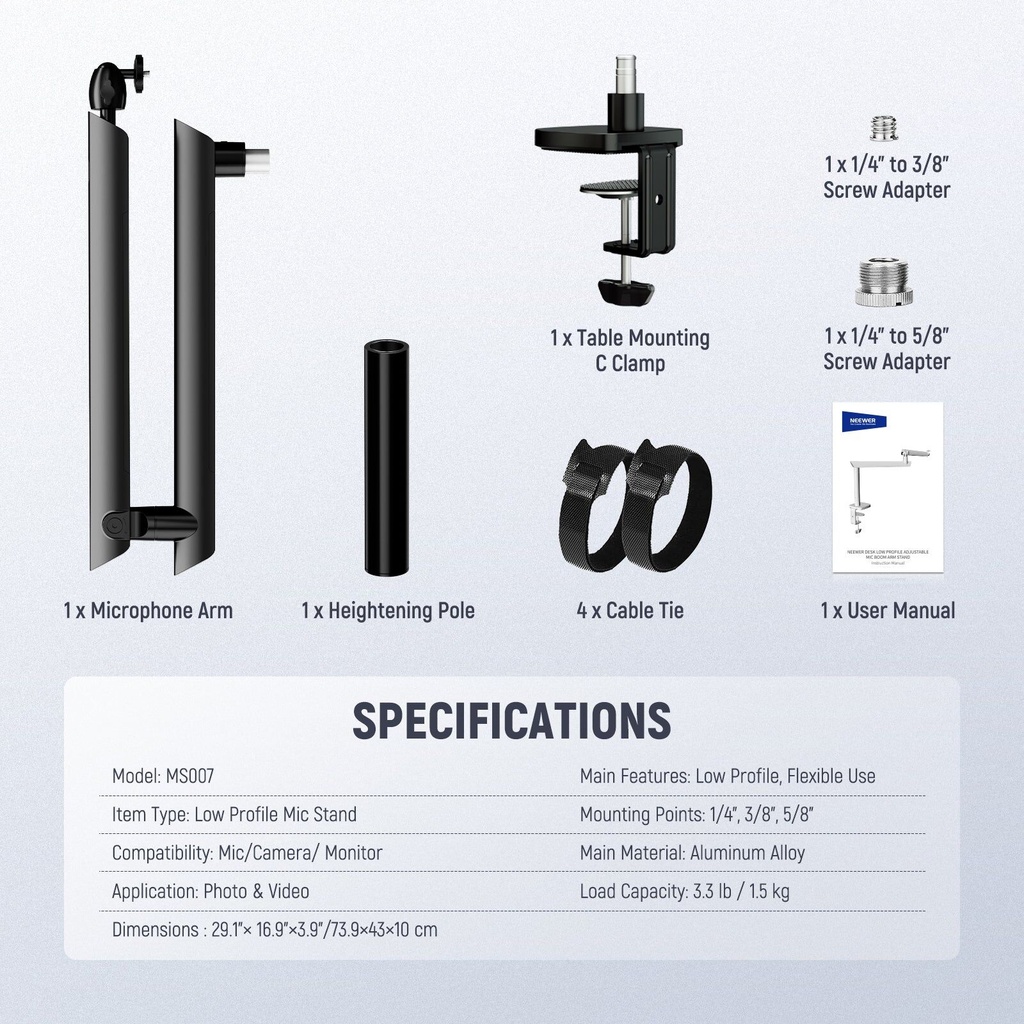 Neewer MS007 Masaüstü Mikrofon Standı
