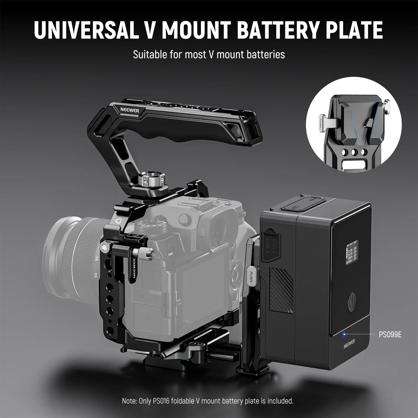 Neewer PS016 NATO Raylı Profesyonel V-Mount Batarya Plakası
