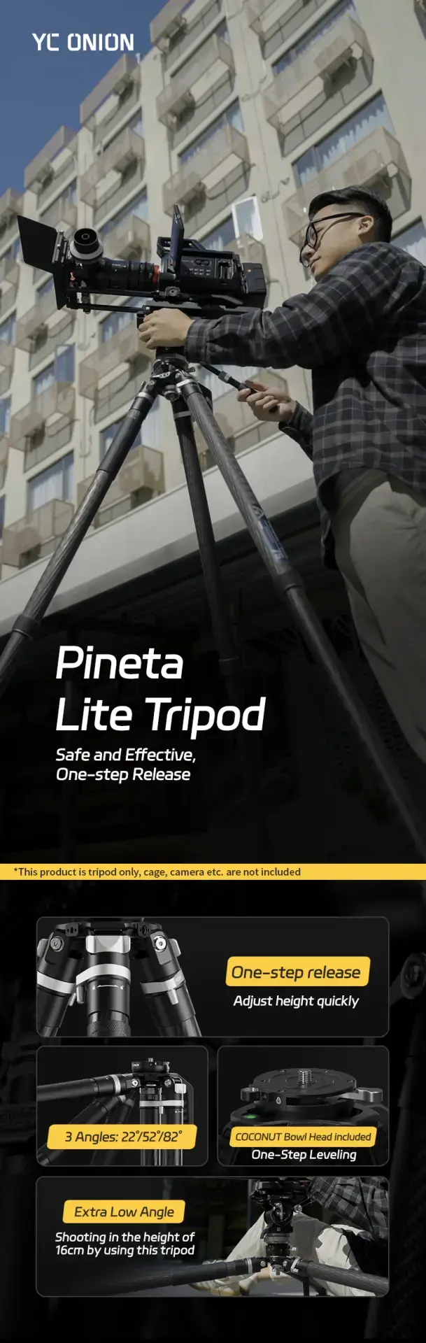 YC Onion Pineta Lite & CB7 Cedar & Ground-Spreader Karbon Fiber Tripod Kit