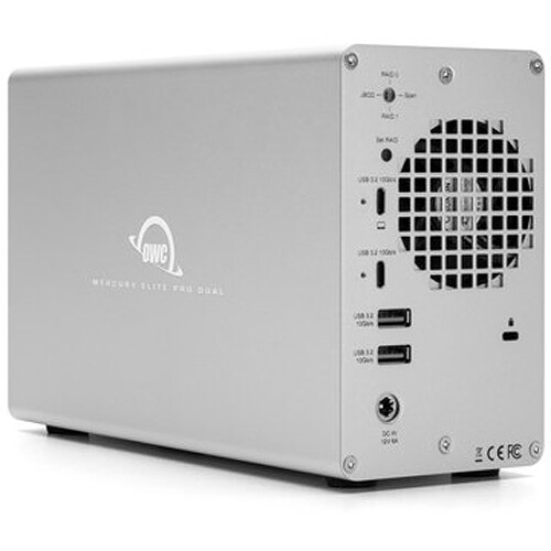 OWC Mercury Elite Pro Dual 12TB 2-Bay USB 3.2 Gen 2 RAID Array with 3-Port Hub