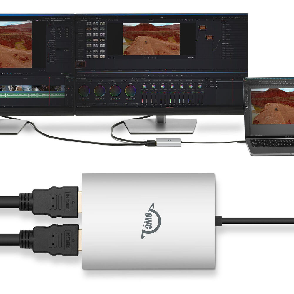 OWC USB-C Dual HDMI 4K Display Adapter with DisplayLink for Apple silicon M1, M2, M3, and M4 Macs (No Power Pass-Through)