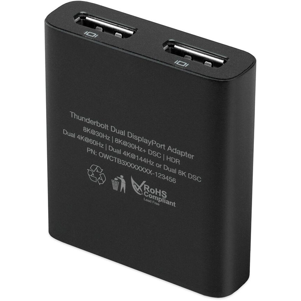 OWC Thunderbolt 3 to High Performance Dual Display Port 4K/5K/8K Adapter