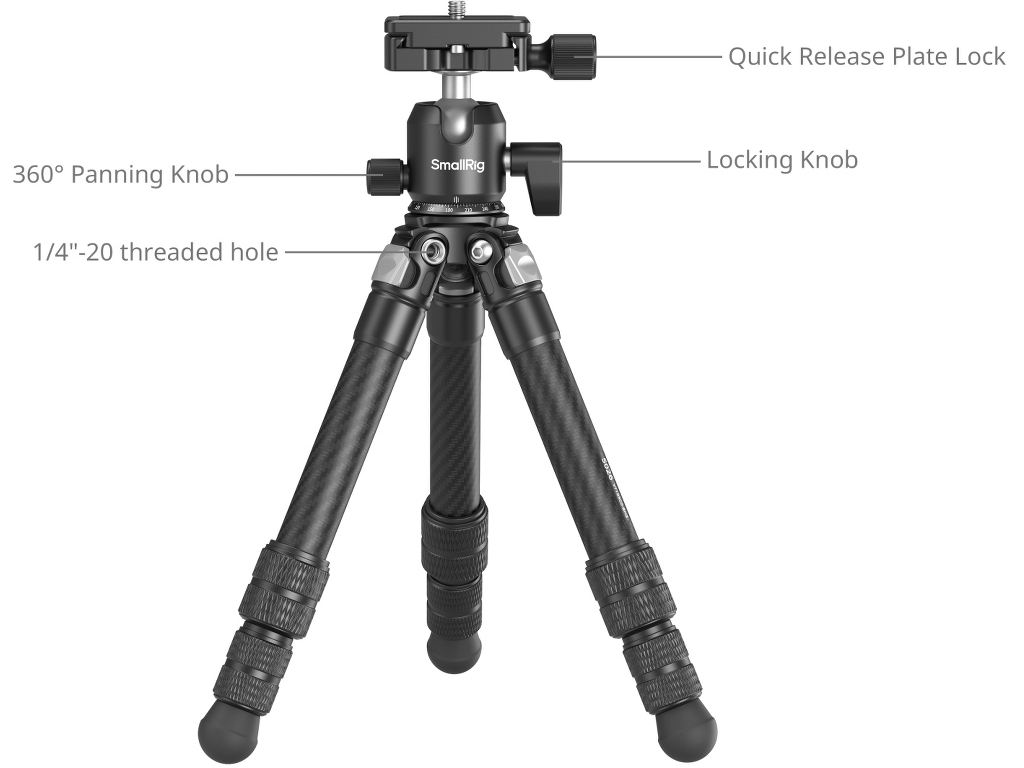 5026 Karbon Fiber 5kg Taşıma Kapasiteli Masaüstü Tripod
