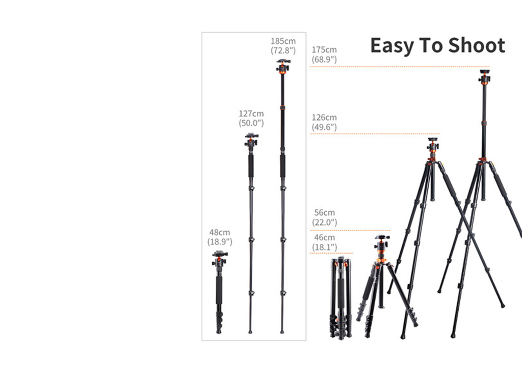 SA254M2 175cm Ball Head Kit'li Tripod ve Monopod (KF09.089)