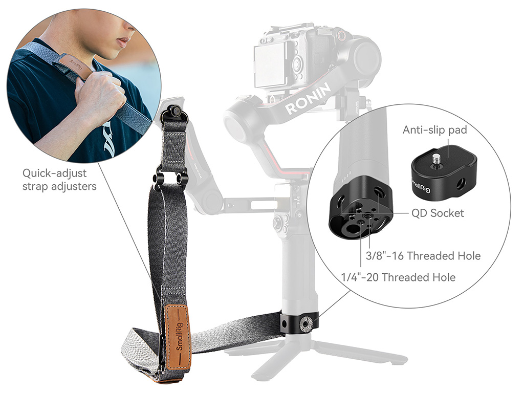 4118 DJI RS3 / RS3 Pro / RS2 için Omuz Askısı