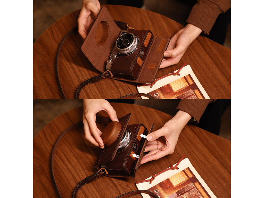 4558 Fujifilm X100VI Uyumlu Kahverengi Deri Kılıf