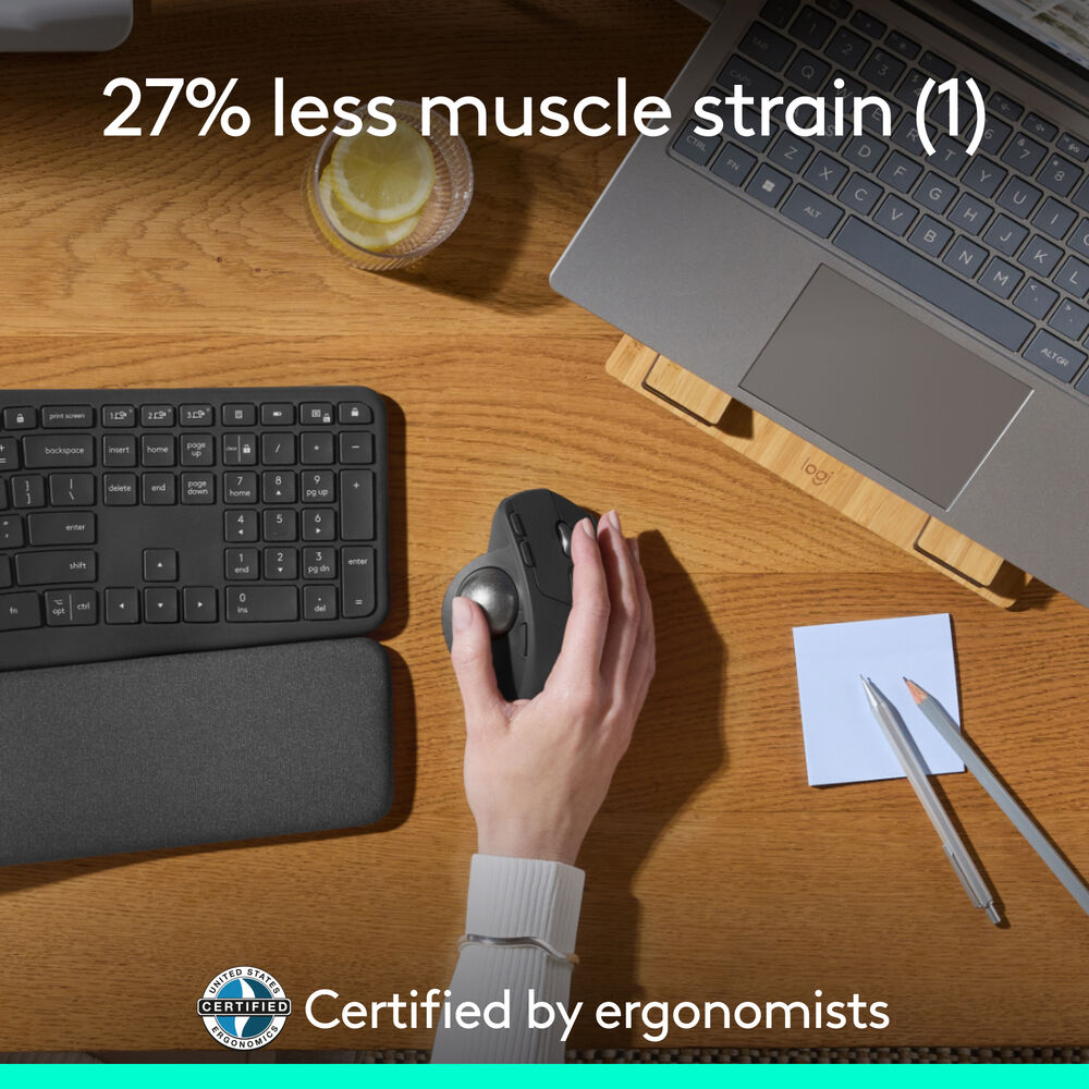 Logitech MX Ergo Kablosuz Konforlu Trackball Mouse (Siyah)