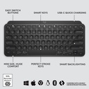 Logitech MX Keys Mini Minimalist Kablosuz Bluetooth Aydınlatmalı Türkçe Q Klavye (Siyah)