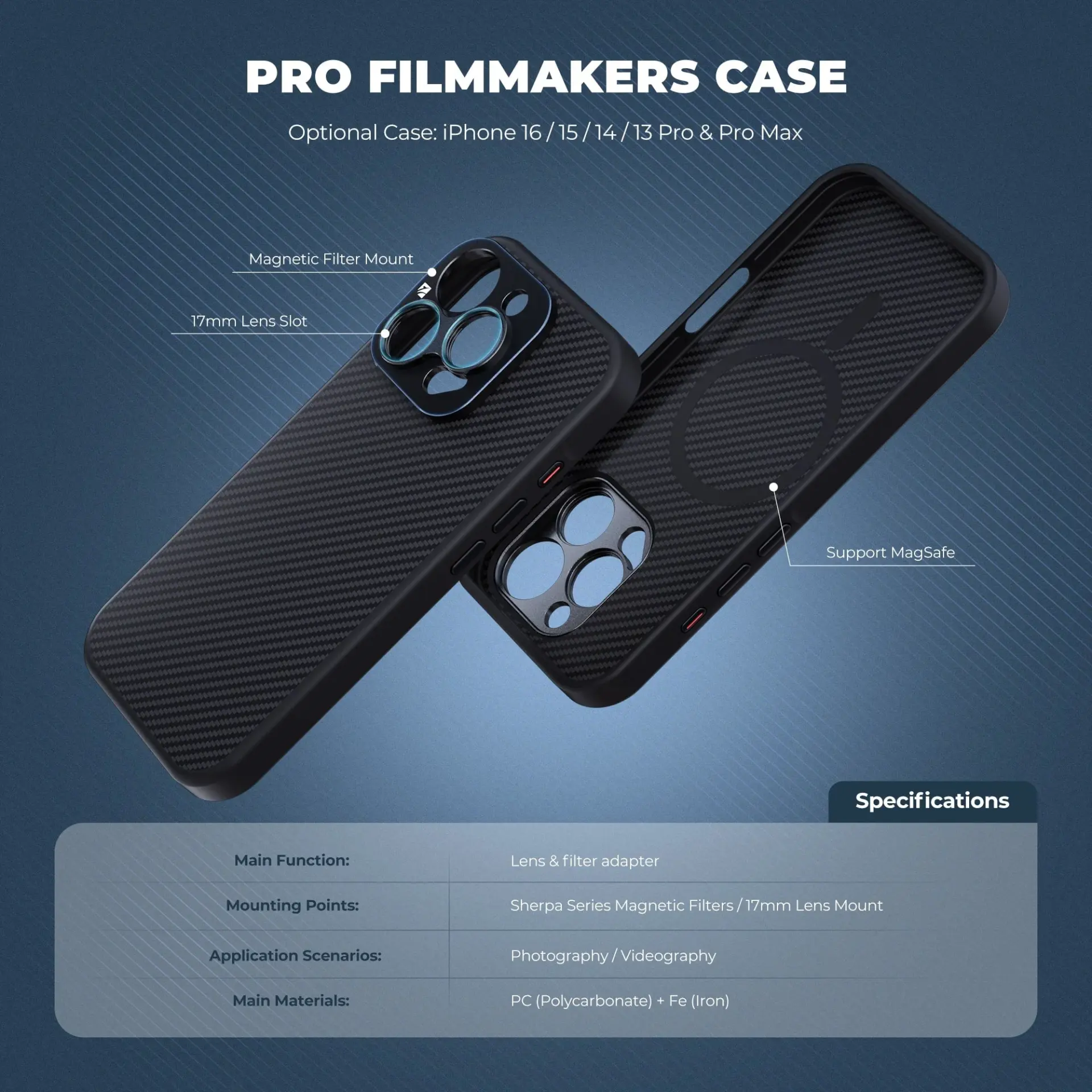 Freewell Pro Filmmaker Case for iPhone 16 Plus - 17mm Mount