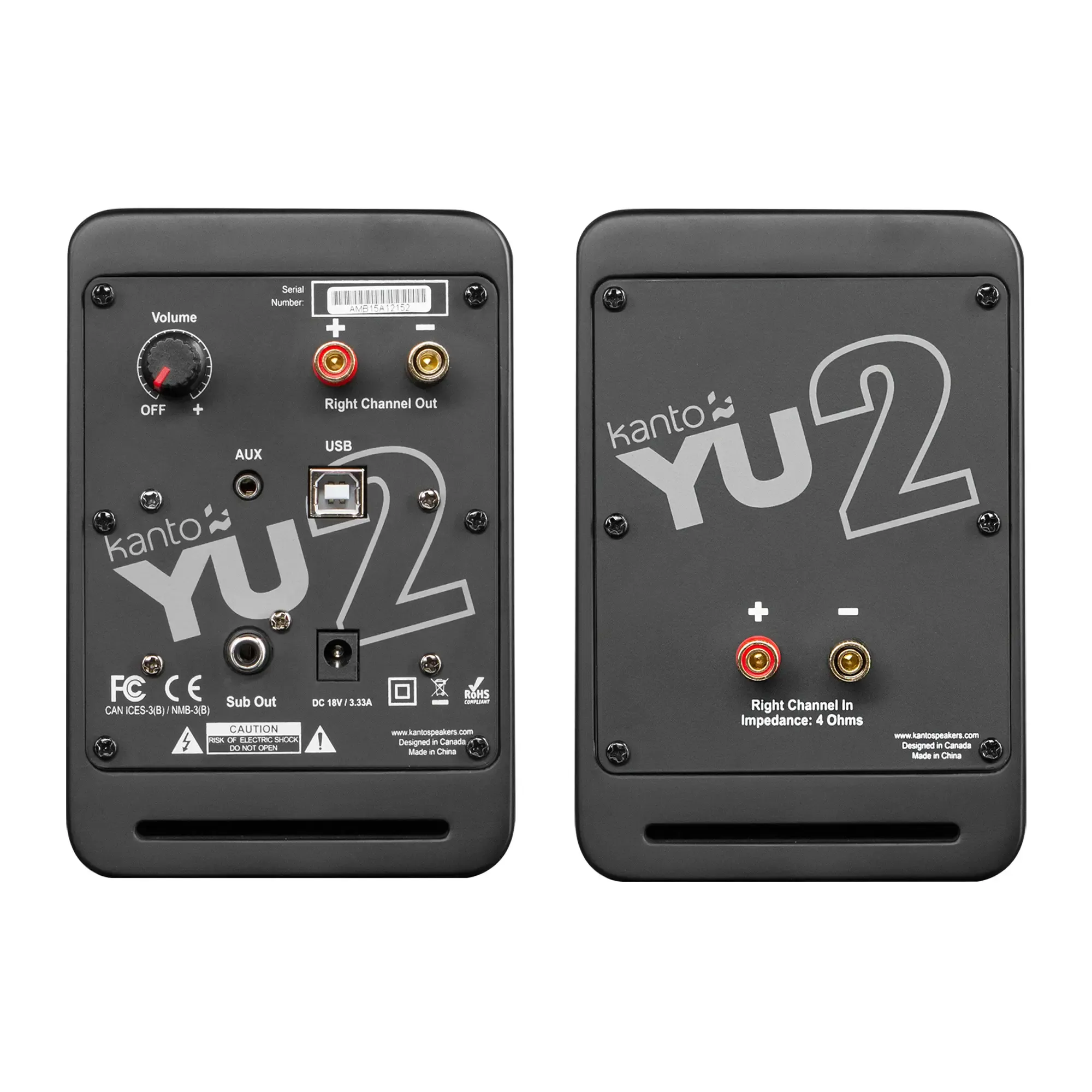 KANTO YU2 | 100W Watt 3'' Aktif Hoparlörler, Bluetooth® - Mat Siyah