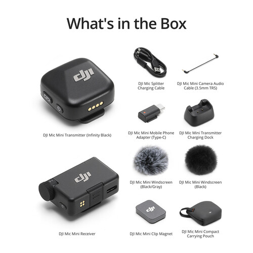 DJI Mic Mini Compact Wireless Microphone System for Camera & Smartphone (2.4 GHz)
