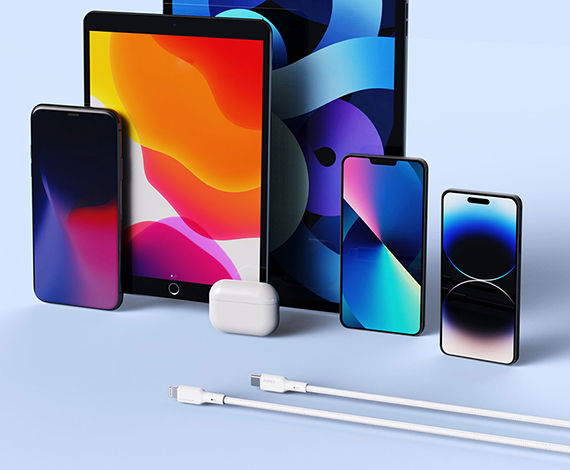 Aukey CB-NCL1-WH Naylon Örgülü 3A 480Mbps Type-C Lightning Kablosu 1M