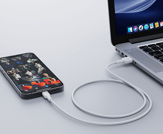 Aukey CB-BAL7-WH Naylon Örgülü USB-A Lightning Kablosu 0.9M