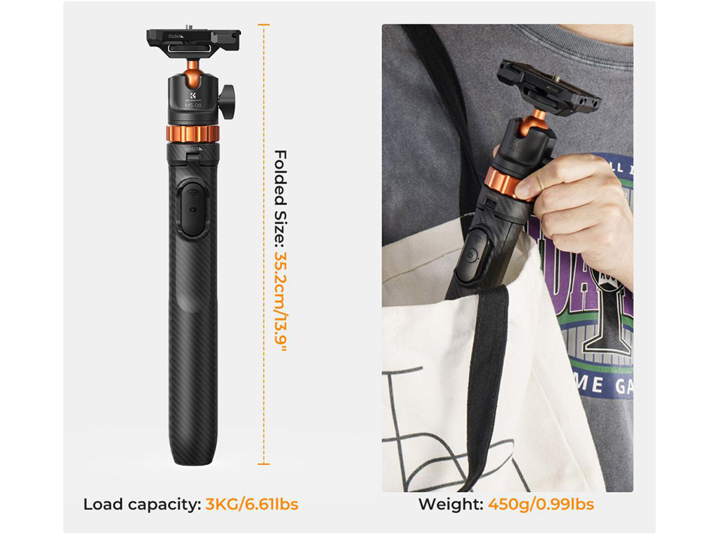 K&F Concept 2-IN-1 Selfie Çubuğu Tripod