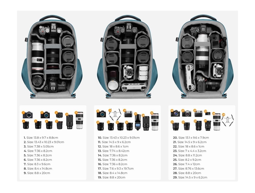 K&F Concept Eva Sert Mavi Sırt Çantası (KF13.134V2)