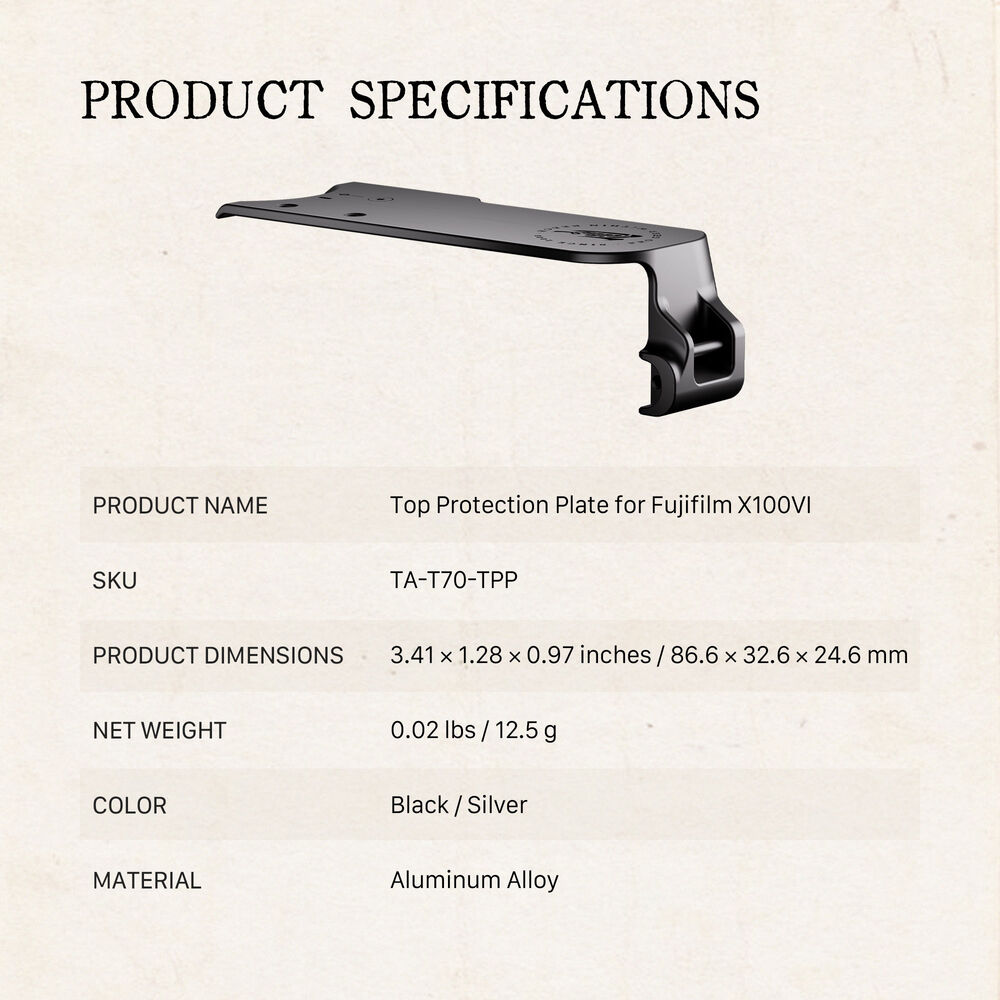 Tilta Top Protection Plate for FUJIFILM X100VI (Silver)- TA-T70-TPP-S