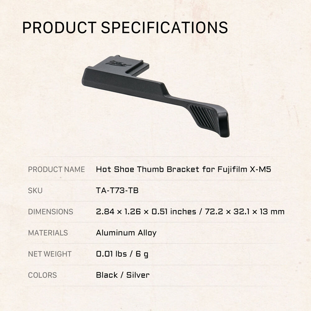 Tilta Hot Shoe Thumb Bracket for Fujifilm X-M5 - Silver (TA-T73-TB-S)