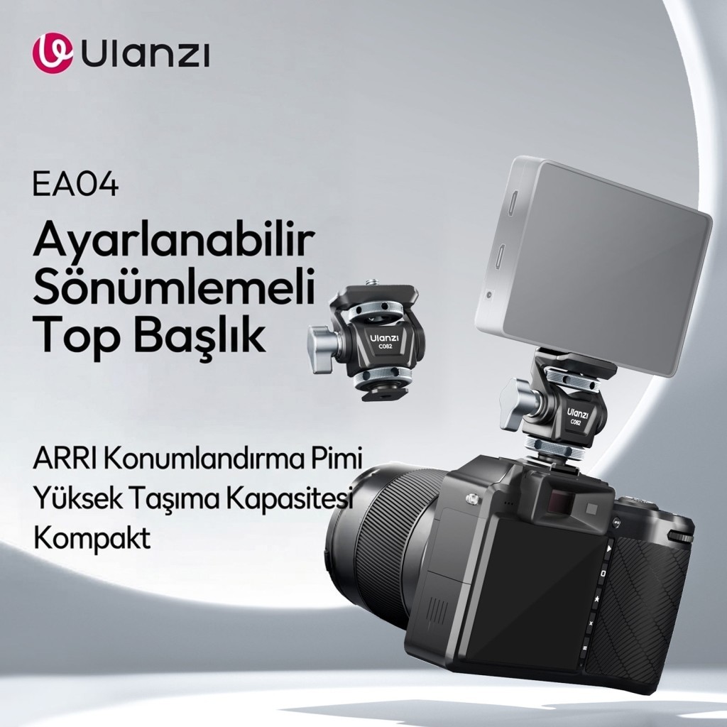 Ulanzi CO82 Adjustable Damping Ball Head Cold Shoe LED Işık ve Monitör Adaptörü - C086