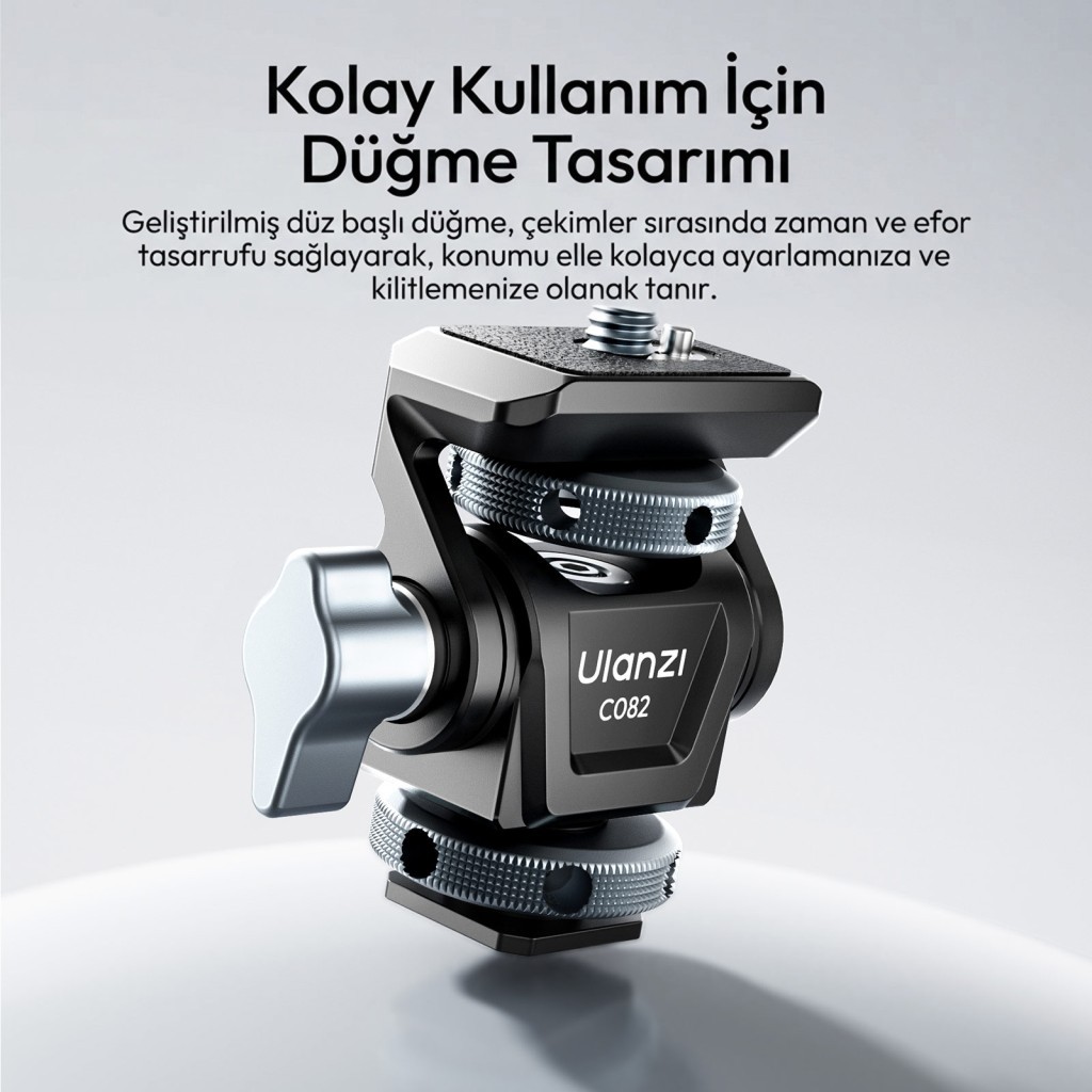 Ulanzi CO82 Adjustable Damping Ball Head Cold Shoe LED Işık ve Monitör Adaptörü - C086