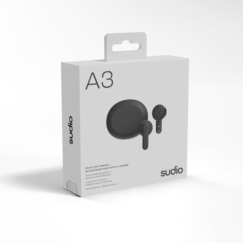Sudio A3 Kablosuz (True Wireless) Kulak İçi Kulaklık | Black