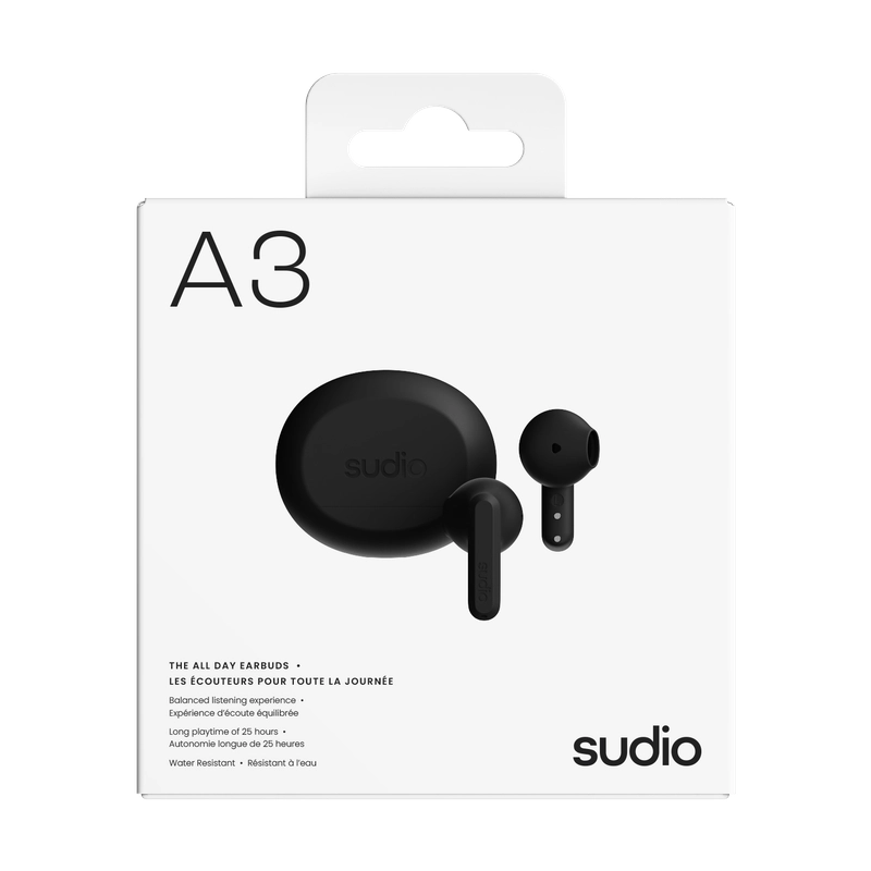 Sudio A3 Kablosuz (True Wireless) Kulak İçi Kulaklık | Black
