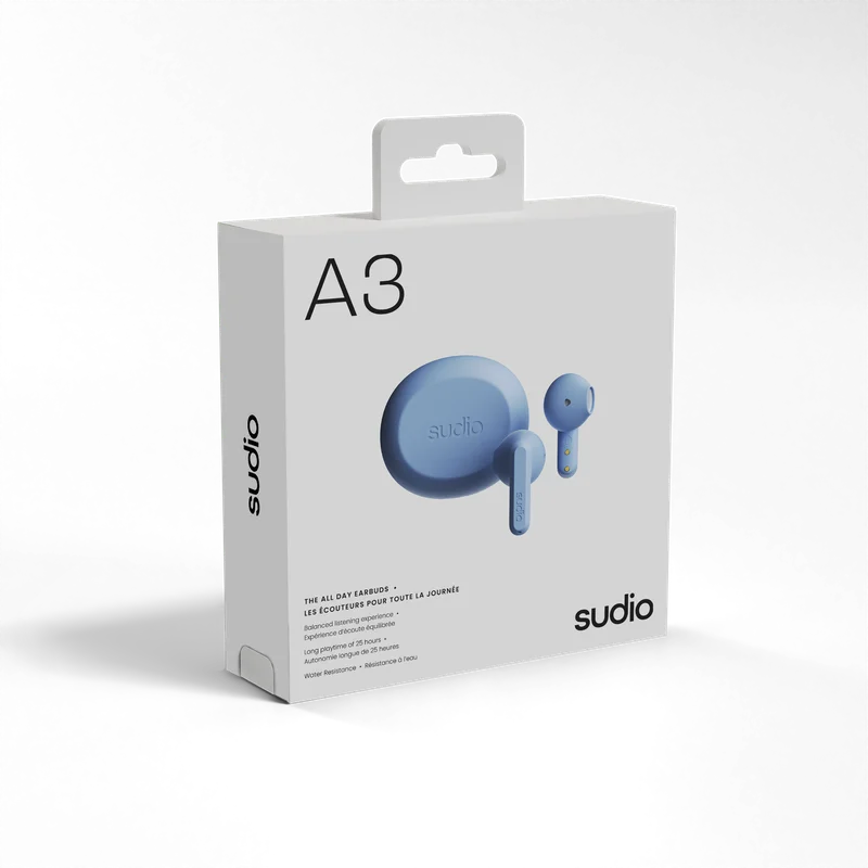 Sudio A3 Kablosuz (True Wireless) Kulak İçi Kulaklık | Misty Blue
