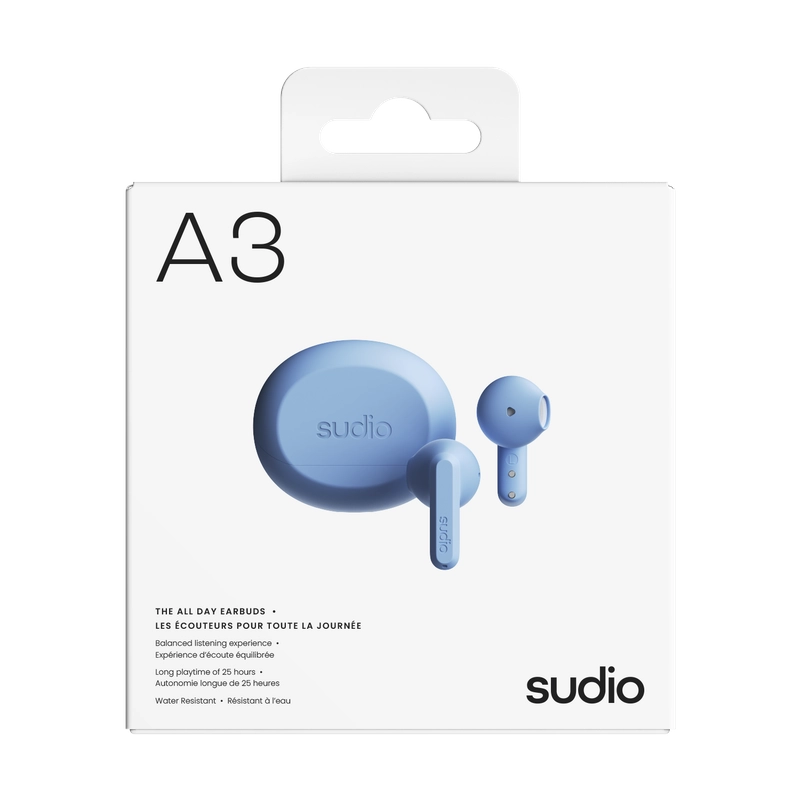 Sudio A3 Kablosuz (True Wireless) Kulak İçi Kulaklık | Misty Blue