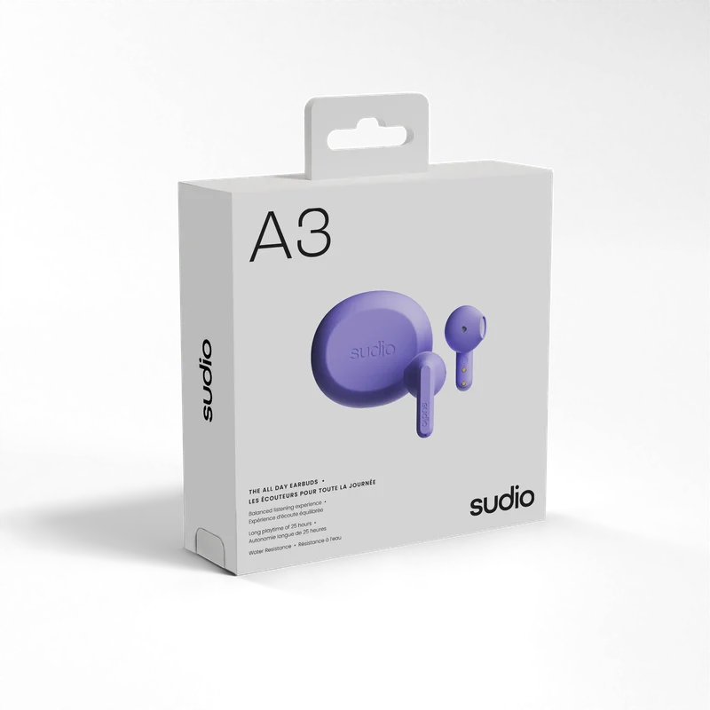 Sudio A3 Kablosuz (True Wireless) Kulak İçi Kulaklık | Soft Purple